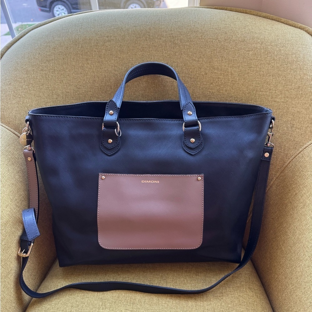 Dimoni Black and Brown safiano leather  Tote Bag